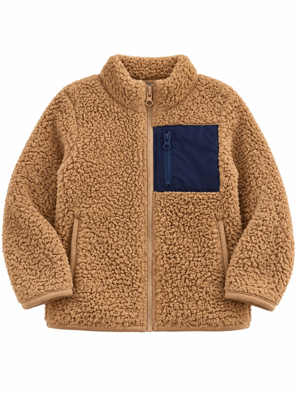 jumping beans Tan Sherpa Puffer Jacket with Navy Pocket